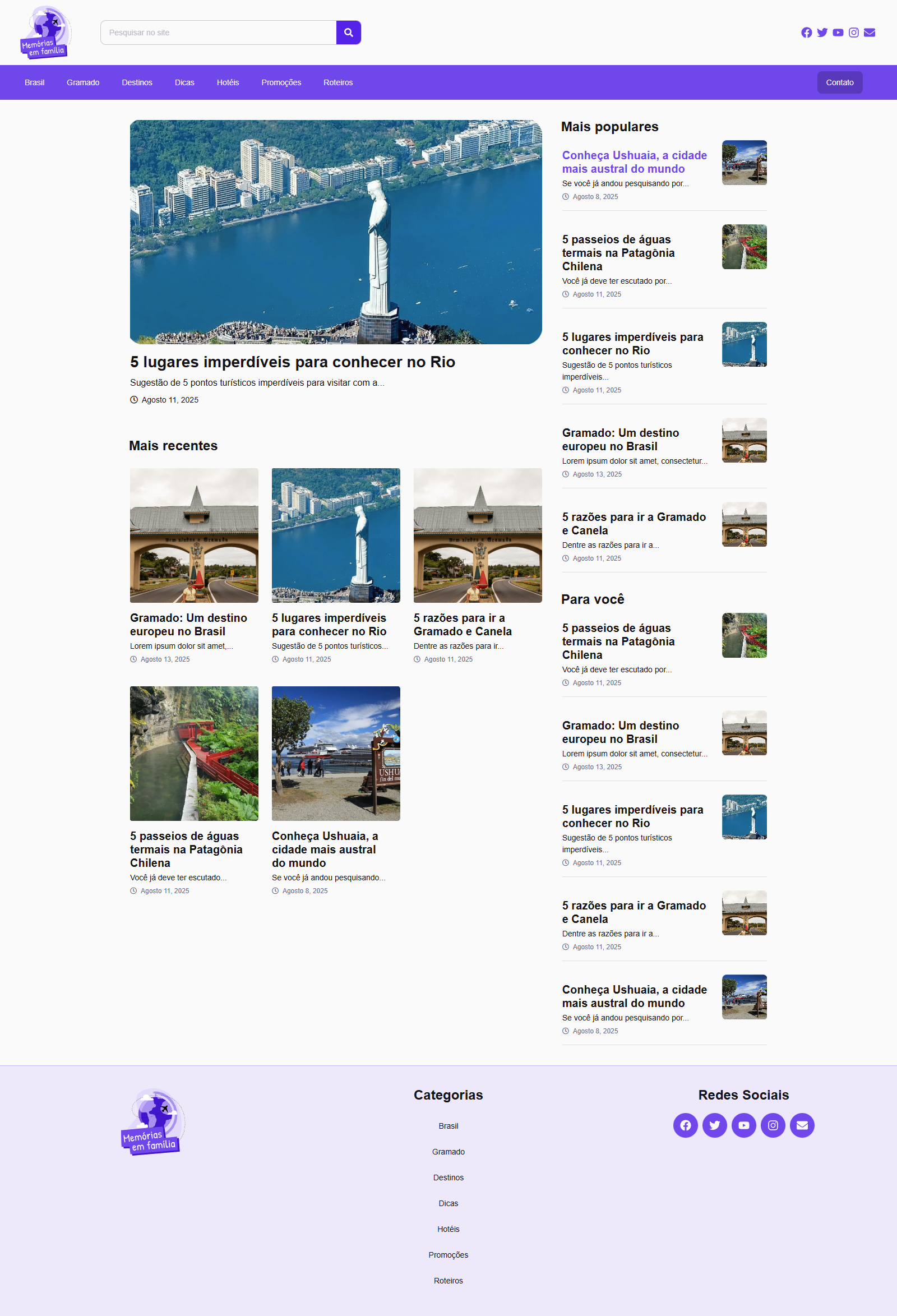 Banner hero principal blog viagens e dicas