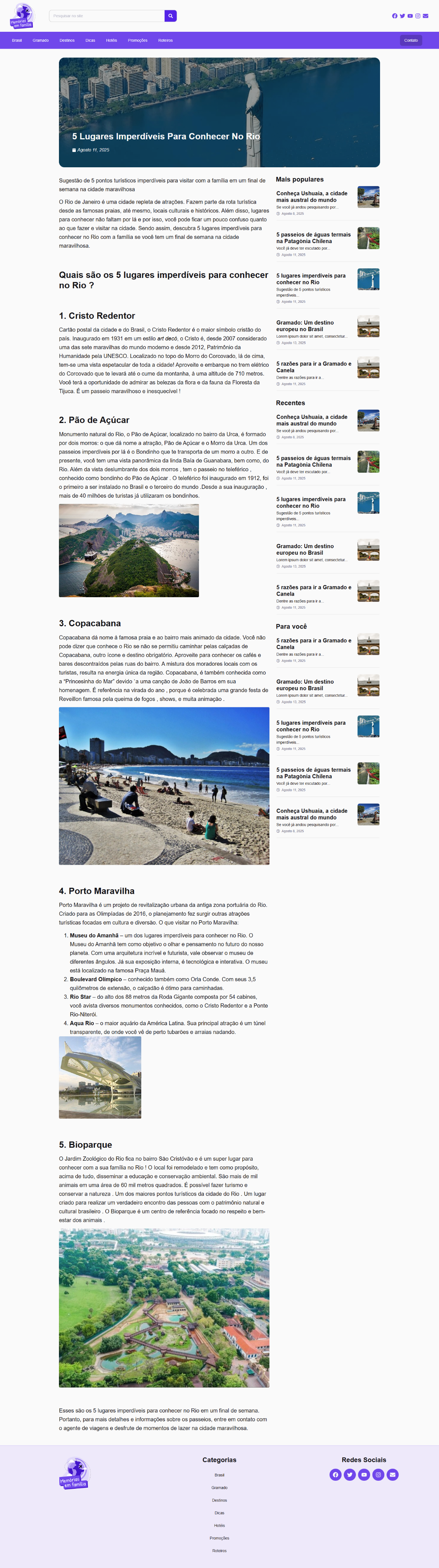 Artigo post blog viagens e dicas