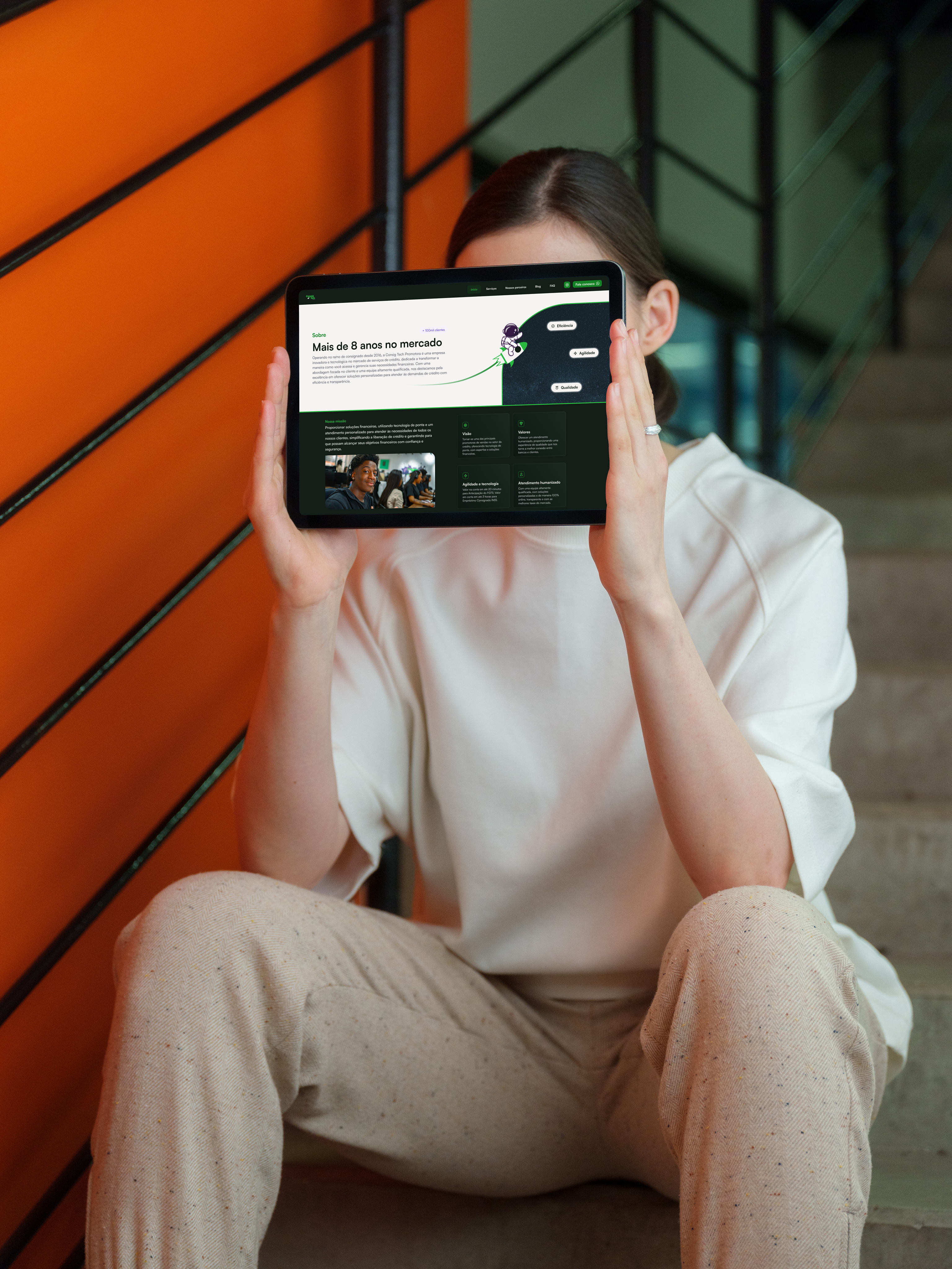 Seção Sobre site para fintech promotora