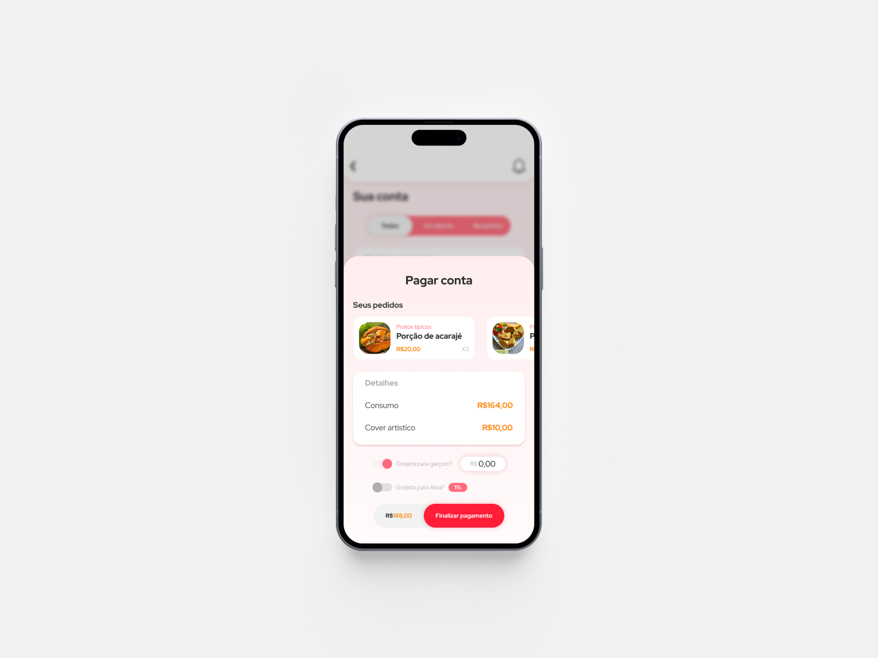 App de restaurante: Pagar comanda